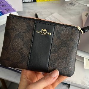 Coach black & brown wristlet
